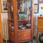 Antique Inlaid Bow Front Display Cabinet