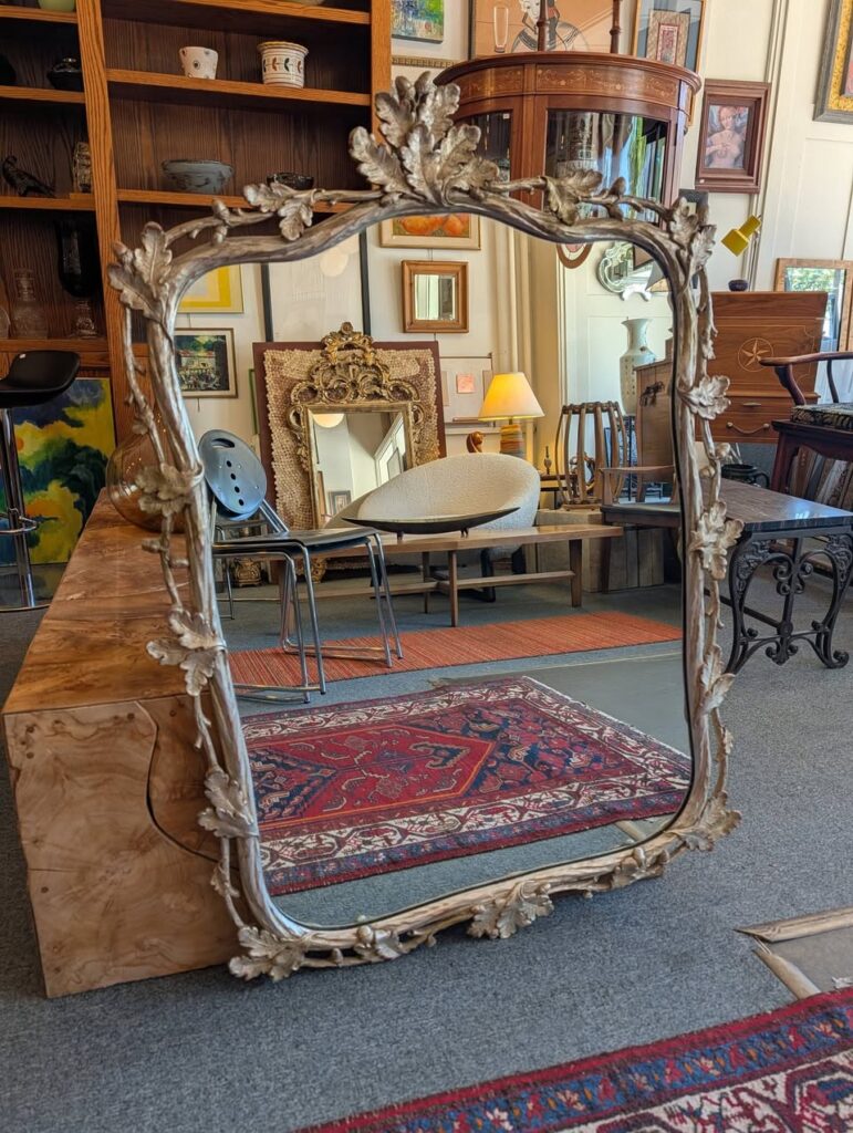 Antique Silver Gilt Acorn and Leaf Mirror