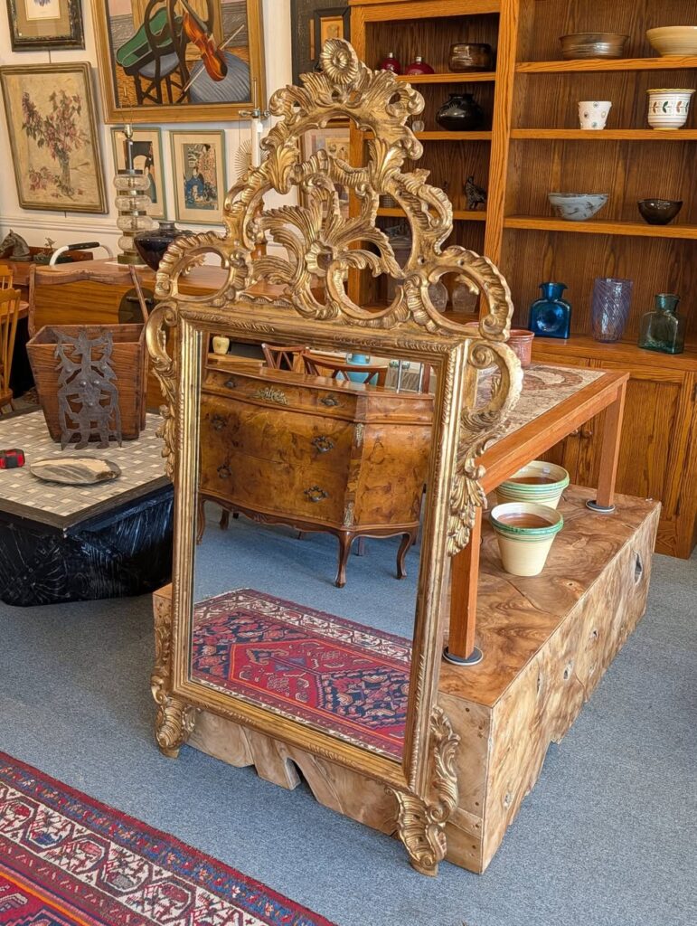 Mid Century Italian Giltwood Mirror by Palladio, 64.5 inches tall