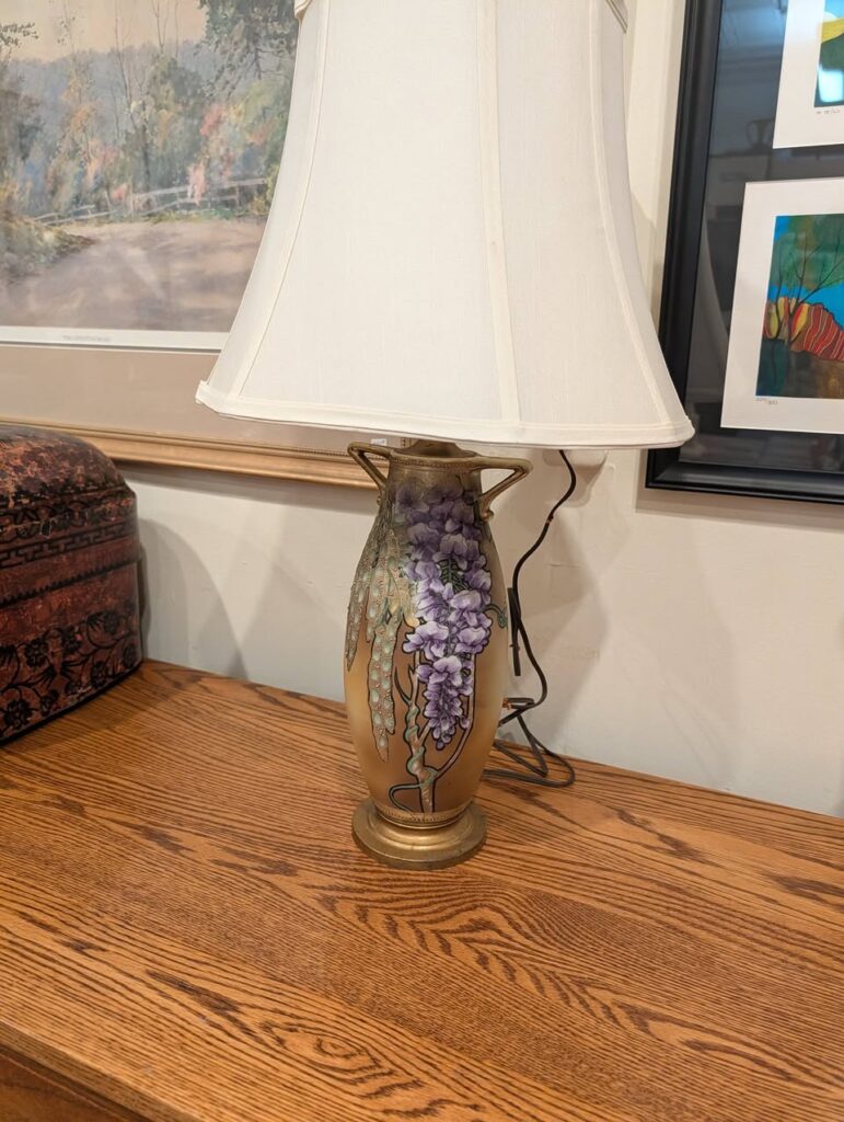 Nippon Wisteria Vase made Lamp