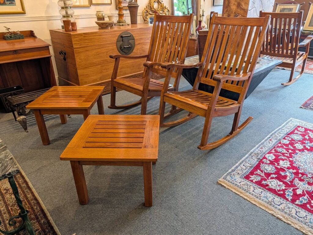 (4) Barlow Tyrie Newport Rocking Chairs with Cushion and Custom Cover.