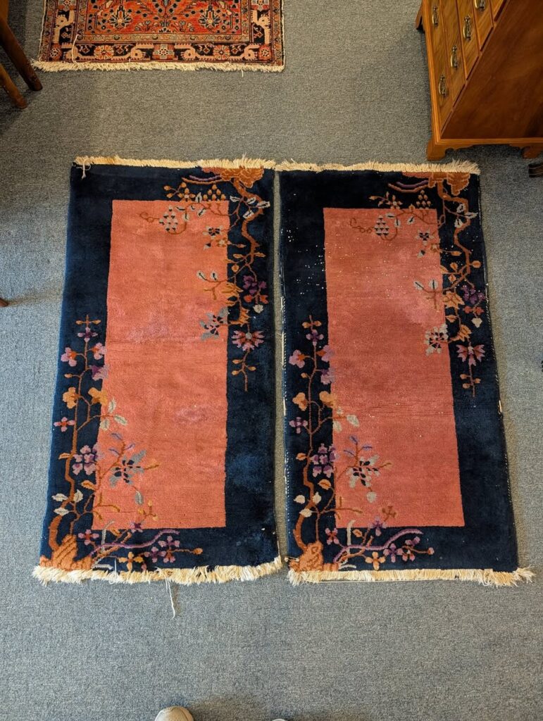 Pair Chinese Art Deco / Peking Rugs, 2′ x 4′.