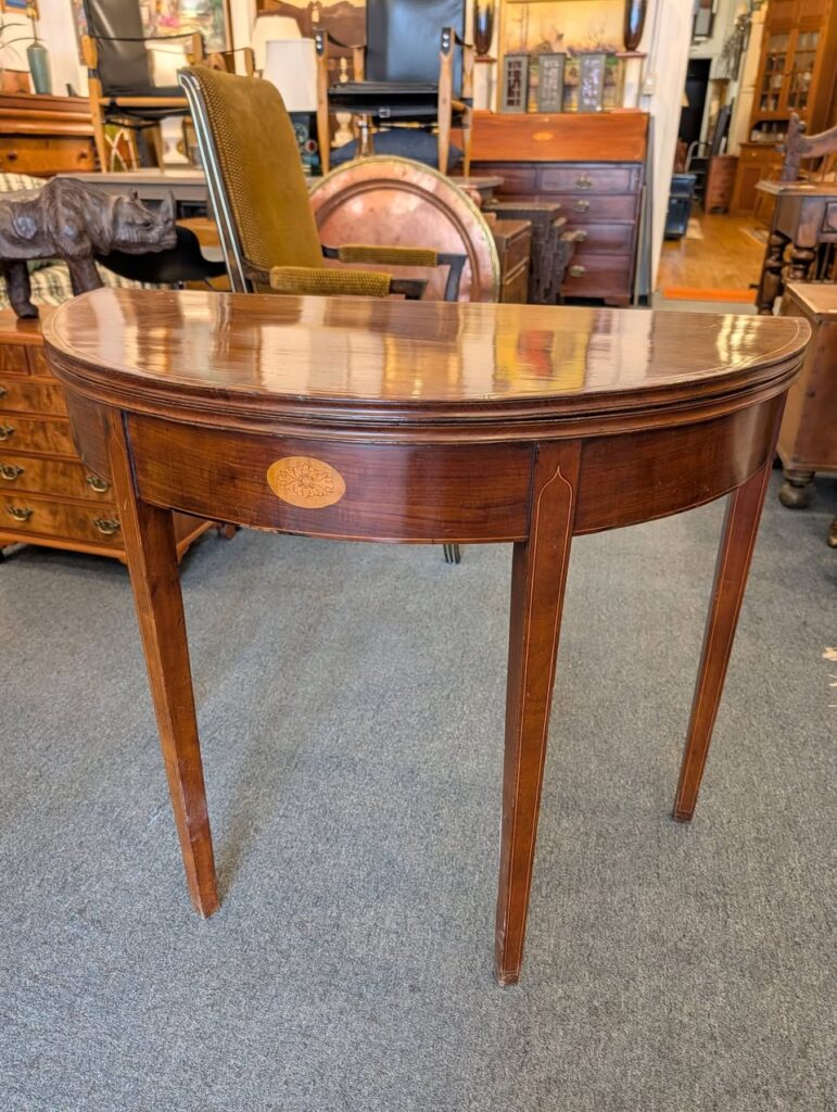 English Regency Demilune Folding Card Table