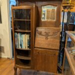 Antique Oak Side by Side Bookcase Secretary