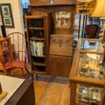 Antique Oak Side by Side Bookcase Secretary