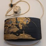 Antique Lacquer and Gold Inro with Inlays