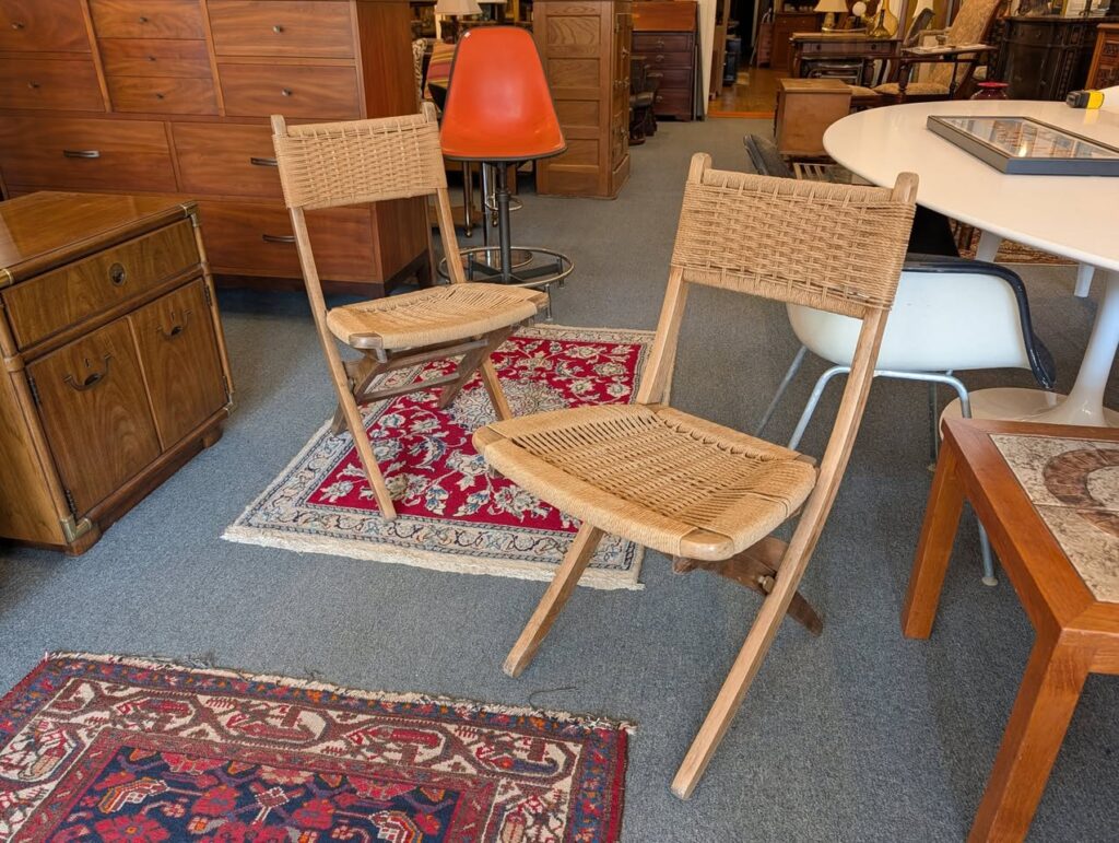 Pair Mid Century Folding Chairs