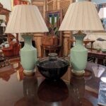 Pair Celadon Designer Lamps