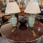 Pair Celadon Designer Lamps