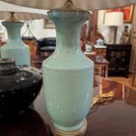 Pair Celadon Designer Lamps