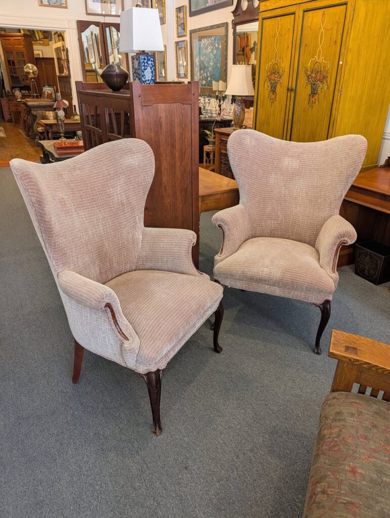 Pair Art Deco Wingback Armchairs