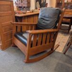 Stickley Mission Oak Rocking Chair in Black Leather