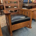 Stickley Mission Oak Rocking Chair in Black Leather