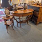 Tall Walnut Demilune Console