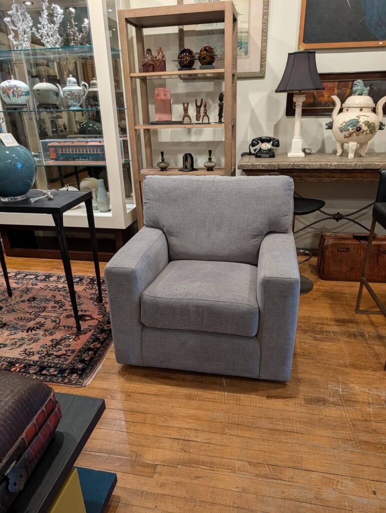 Crate and Barrel Gray Swivel Chair