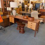 Solid Walnut and Birdseye Maple Desk / Credenza