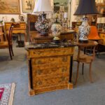 Italian Burl and Marble 4 Drawer Chest