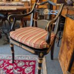 Regency Style Ebonized and Gilt Armchair