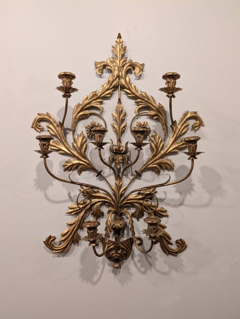 Large Palladio Gilt Tole Wall Sconce