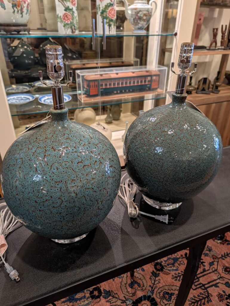 Pair Jamie Young Reactive Glaze Table Lamps